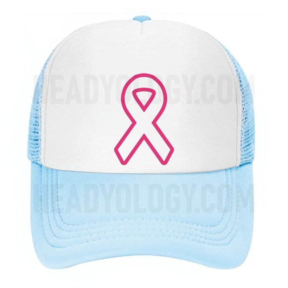 Cancer Awareness Hat Pink Ribbon Baseball Trucker Hat(Choose your color) - Picture 2 of 16